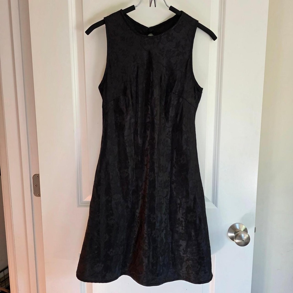 Vintage 90s Steppin Out Black Satin Mini Slip Dress Whimsigoth Punk Grunge Layer